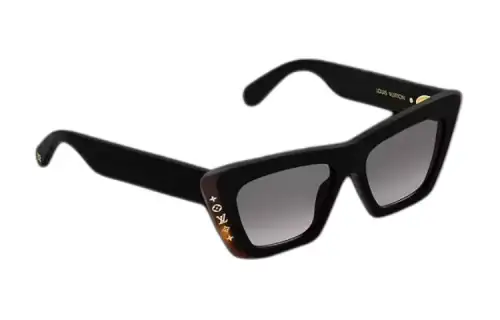 LOUIS VUITTON Acetate Irregular Shape Sunglasses Women's Black