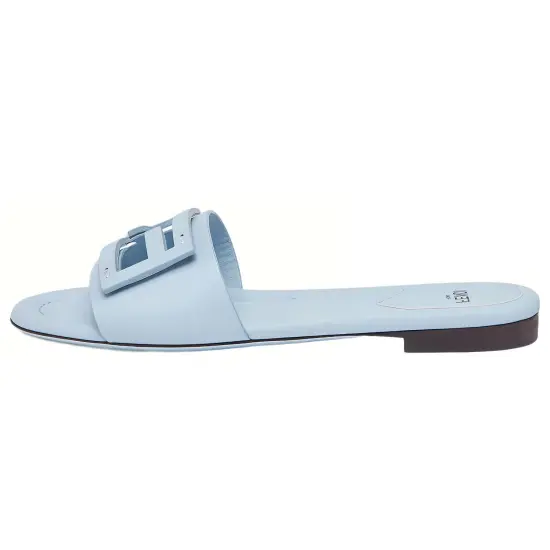 FENDI Baguette Slide Slippers Women's Light Blue