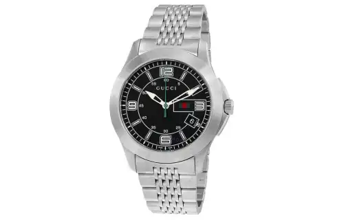 GUCCI Wrist Watches Quartz Movement Stainless Steel Strap 44.5mm Black Dial Unisex 30m Water Resistant
