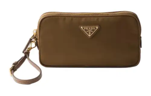 PRADA Re Edition Recycled Nylon Clutch Women's Cork Beige