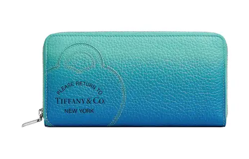 TIFFANY & CO. Return To Tiffany Collection Taurillon Leather Wallet Large Women's Blue