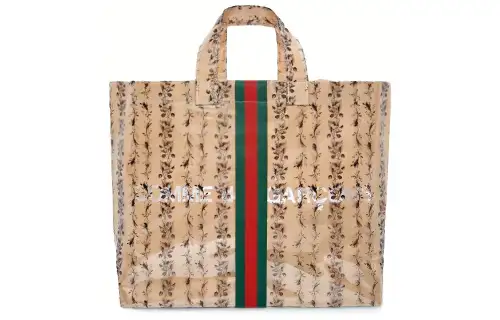 GUCCI CDG Collaboration Cow Leather Tote Bag, Shopping Bag, Handbag Unisex Khaki
