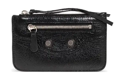 Balenciaga Le Cagole Zip Closure Leather Card Holder Women's Black