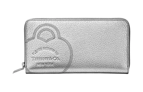 TIFFANY & CO. Return To Tiffany Collection Taurillon Leather Wallet Large Women's Silver