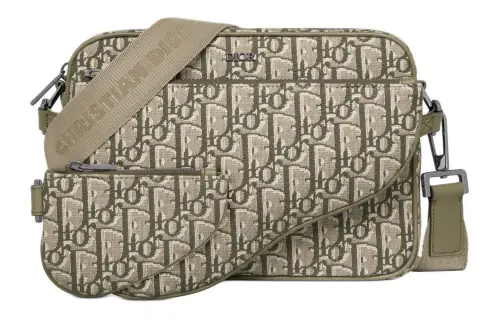 DIOR Oblique Printed Fabric Saddles Three Piece Set, Shoulder Bag, Crossbody Bag Men's Khaki