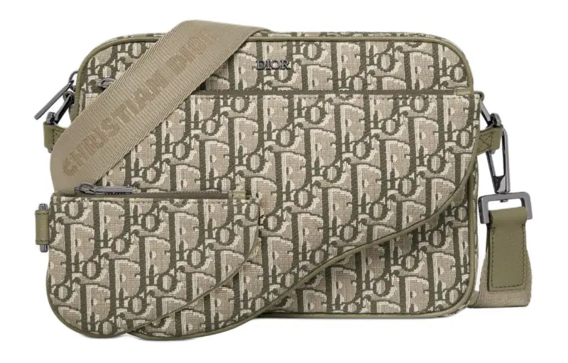 DIOR Oblique Printed Fabric Saddles Three Piece Set, Shoulder Bag, Crossbody Bag Men's Khaki