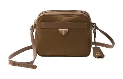 PRADA Re Edition Fabric With Leather Crossbody Bag, Shoulder Bag Women's Cork Beige