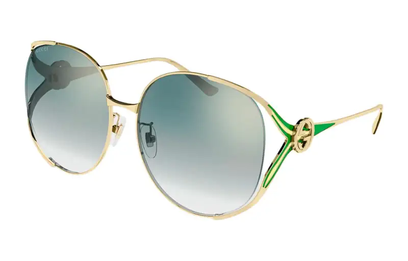 GUCCI Irregular Shape Sunglasses Women's Gold