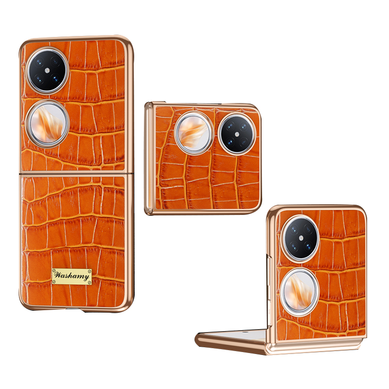 Baohuguang Genuine leather material, high quality, super good touch, crocodile pattern lens, full package protection, personality, anti-fall, light luxury classic, mobile phone case, suitable for Huawei folding pocket2/POCKETS/p50pocket, business trend cool
