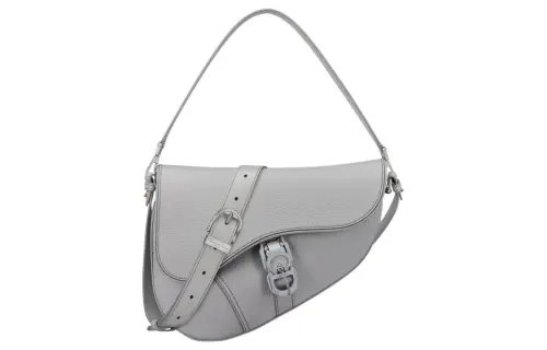 DIOR Saddle Grained Calfskin Saddle Bag Handbag, Shoulder Bag Men's Gray