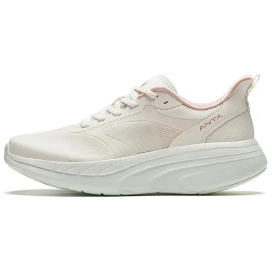 Anta Cushioned Wear Resistant Slip Resistant Low Top Running Shoes Women's White