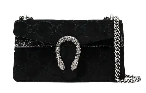 GUCCI Dionysus Velvet Shoulder Bag, Crossbody Bag Small Women's Black