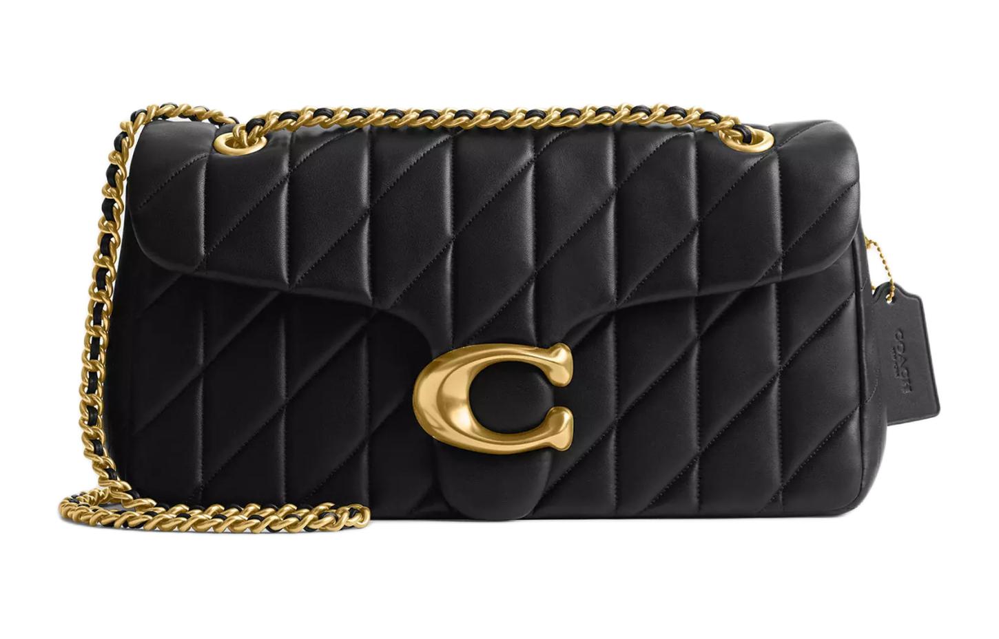 COACH Tabby Nappa Leather Crossbody Bag, Shoulder Bag Large Women's Brass & Black