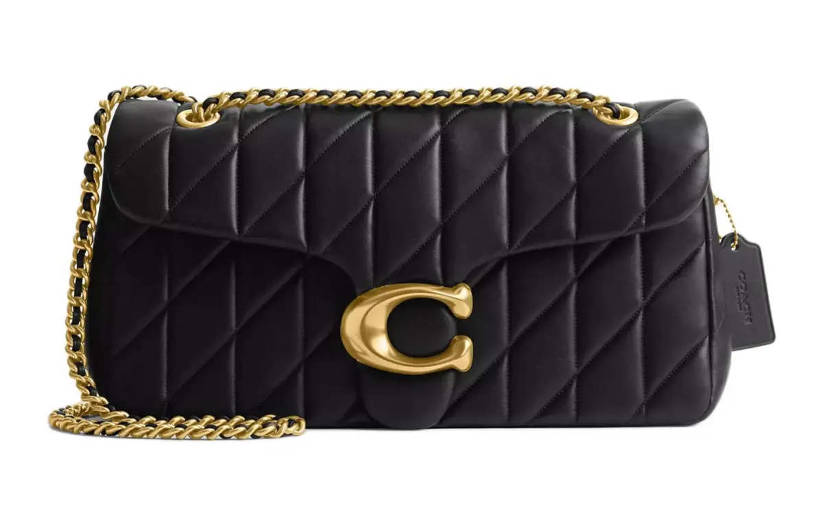 COACH Tabby Nappa Leather Crossbody Bag, Shoulder Bag Large Women's Brass & Black