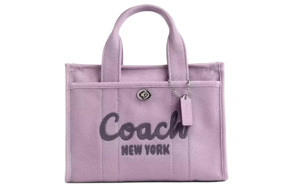 COACH Cargo Canvas With Satin Tote Bag, Shopping Bag, Shoulder Bag, Crossbody Bag, Handbag Medium Women's Light Purple