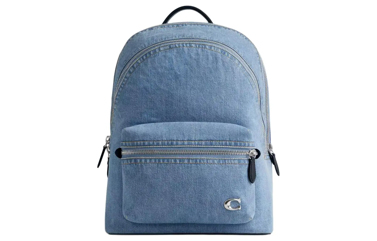 COACH Charter Denim With Refined Calfskin Backpack Large Men's Indigo