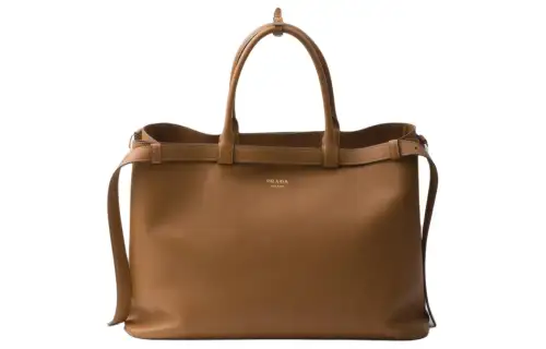 PRADA Leather Tote Bag, Shopping Bag, Handbag Men's Caramel