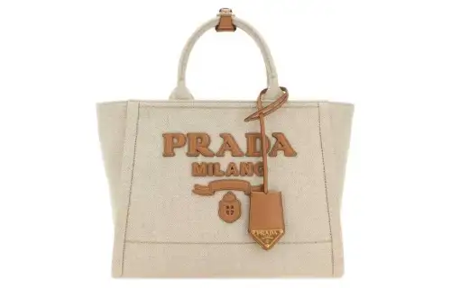 PRADA Fabric Tote Bag, Shopping Bag, Handbag Women's Sand