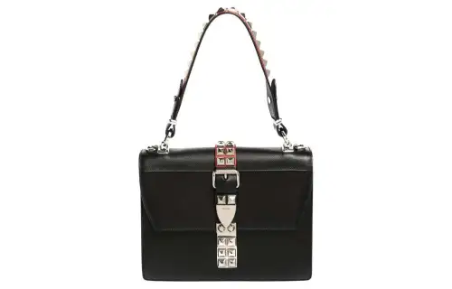 PRADA Leather Handbag, Shoulder Bag Women's Black & Red