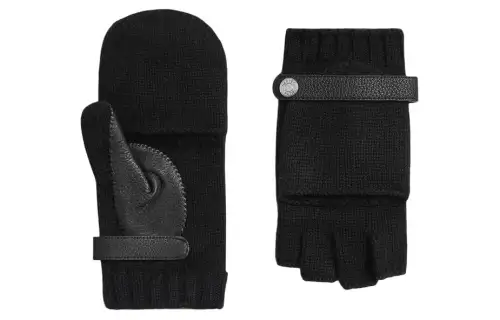 HERMES Leather, Palladium Plated Knit Gloves Men's Multicolor