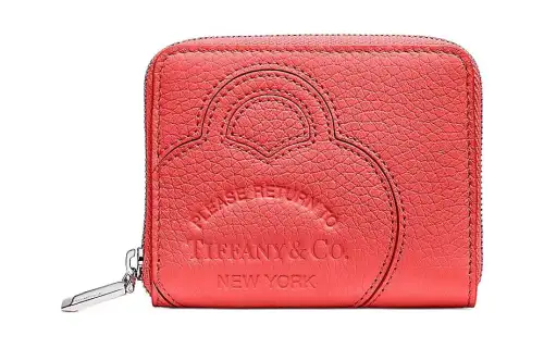 TIFFANY & CO. Return To Tiffany Collection Taurillon Leather Wallet Small Women's Hibiscus Red