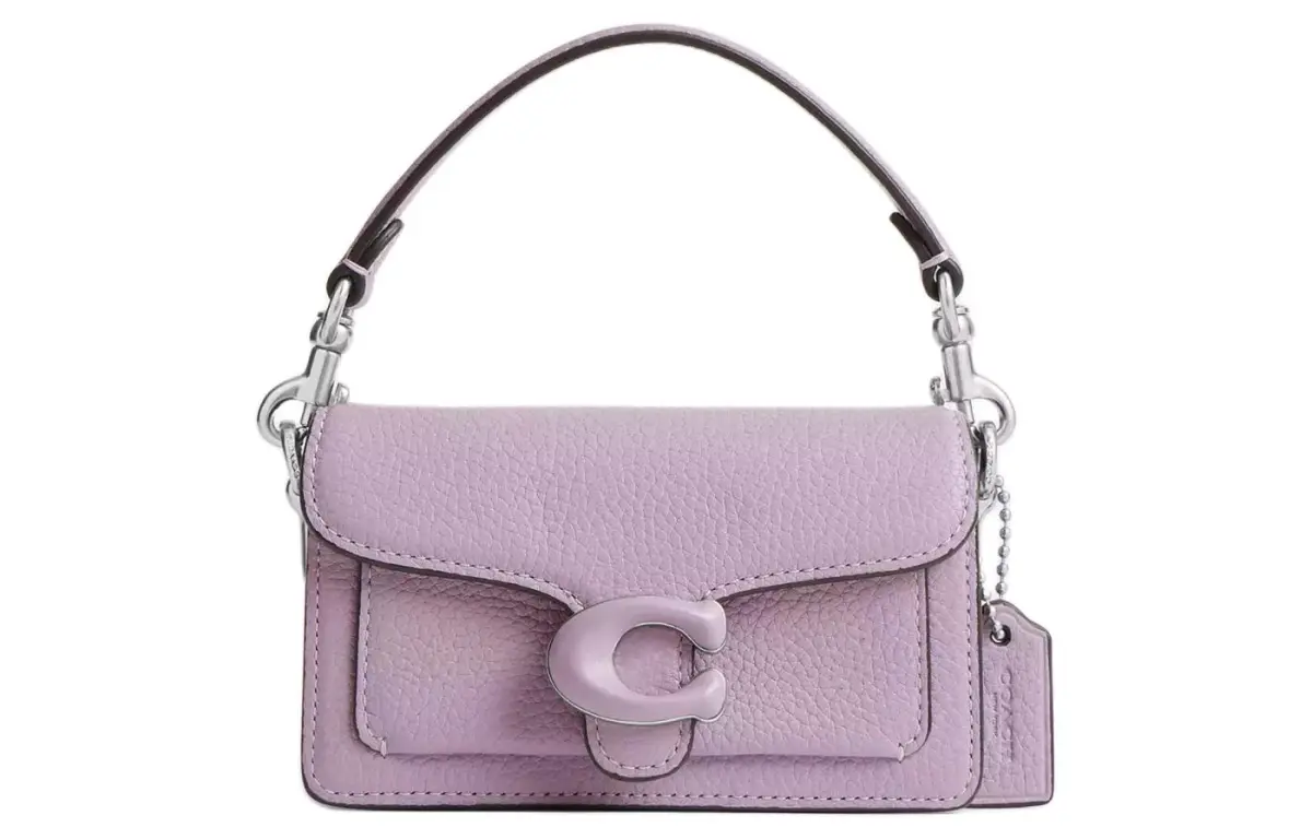 COACH Tabby Polished Grain Leather Portable Crossbody Bag, Shoulder Bag Mini Women's Light Purple