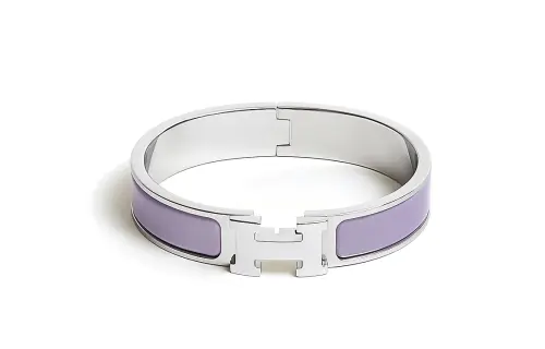 HERMES Enamel, Palladium Plated, Metal Accessories Bracelets Women's Purple