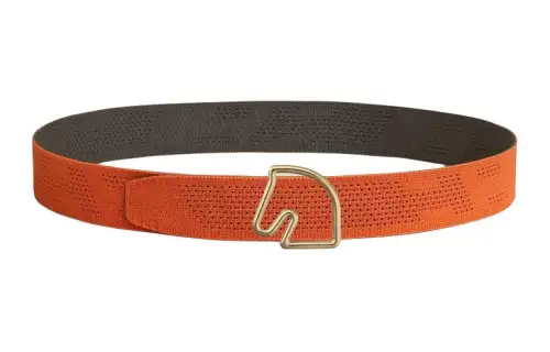 HERMES Double Sided Horse Head Styling Smooth Buckle Belts Men's Brown/Orange Width 3.8CM