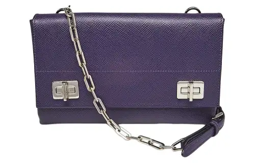 PRADA Uva Saffiano Leather Crossbody Bag, Shoulder Bag Women's Dark Purple