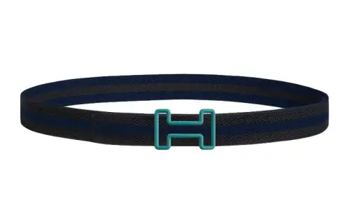 HERMES Tonight Color Nylon Rubber Stainless Steel Leather Belts Men's Width 3.2cm