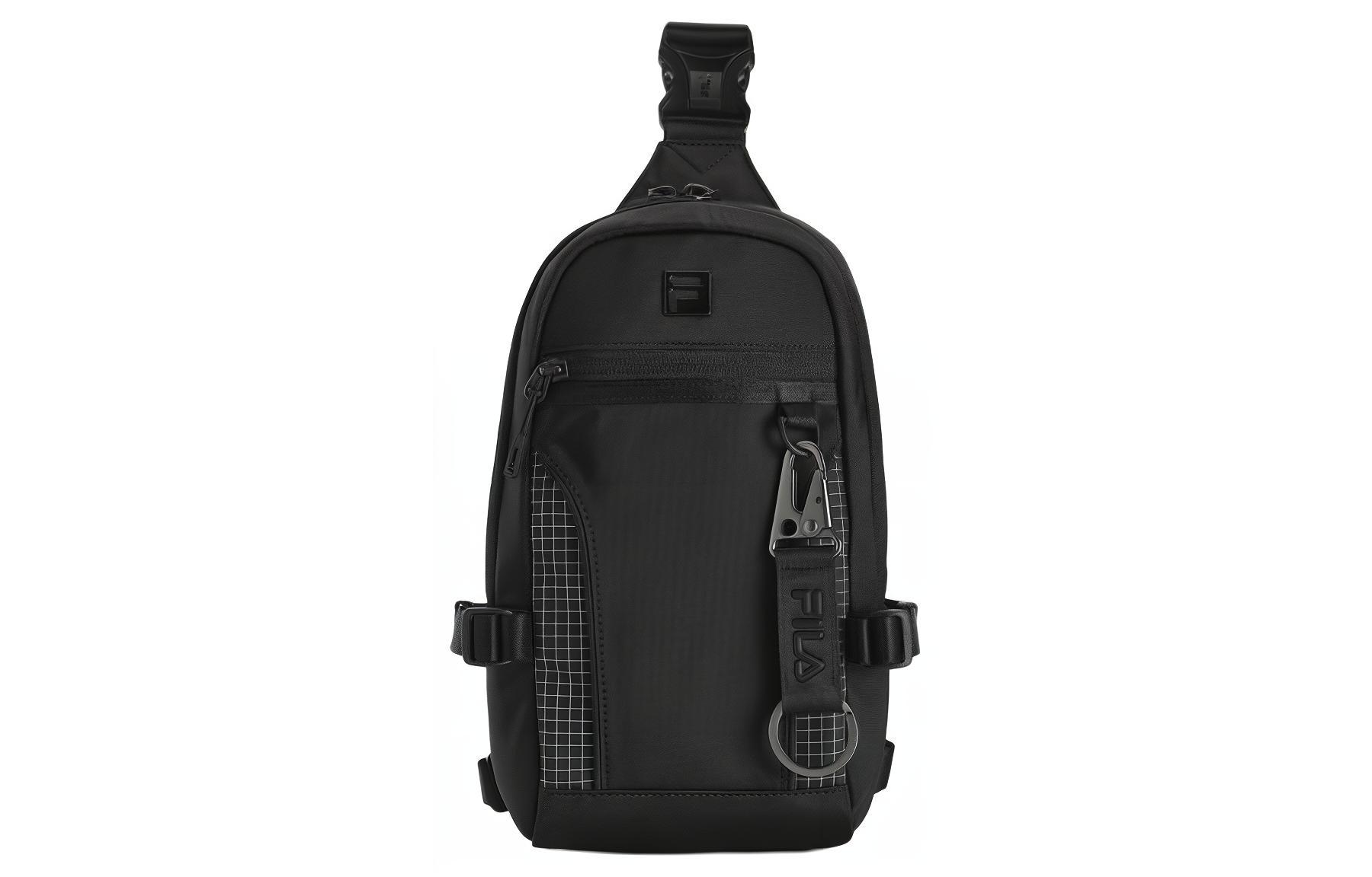 FILA Zip Closure Fabric Sling Bag Extra Small Men's Jet Black