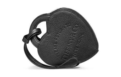 TIFFANY & CO. Tiffany Return to Tiffany Series Detachable Leather Bag Strap Heart-shaped Design Leather Coin Purse Women's Black