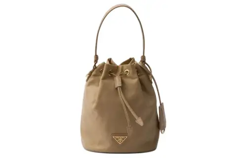 PRADA Re EditionRe Nylon Fabric With Leather Bucket Bag, Shoulder Bag, Crossbody Bag, Handbag Mini Women's Camel Brown