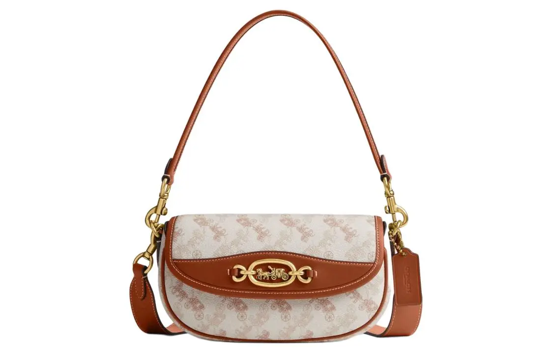 COACH Harley Canvas Handbag, Shoulder Bag, Crossbody Bag Women's Chalk & Polished Amber