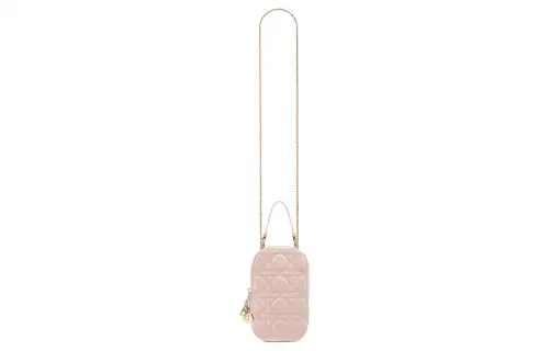 DIOR Lady Dior Lambskin Portable One Shoulder Crossbody Cell Phone Pouch Women's Light Pink