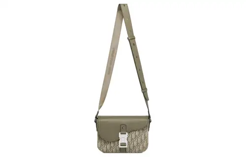 DIOR Saddle Oblique Print Grain Cow Leather Saddle Bag, Messenger Bag, Crossbody Bag, Shoulder Bag Men's Khaki