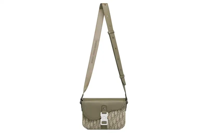 DIOR Saddle Oblique Print Grain Cow Leather Saddle Bag, Messenger Bag, Crossbody Bag, Shoulder Bag Men's Khaki