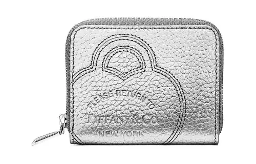 TIFFANY & CO. Return To Tiffany Collection Taurillon Leather Wallet Small Women's Silver