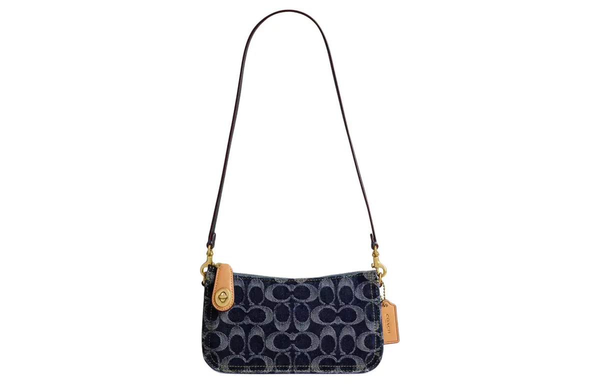 COACH Penn Iconic Denim Hobo Bag Shoulder Bag Small Women's Blue