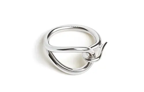 HERMES Jumbo Silk Scarf Clip Women's Silver