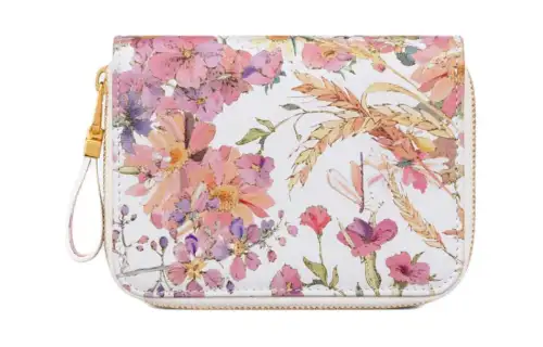 DIOR Caro Print Calfskin Wallet Women's White & Multicolor