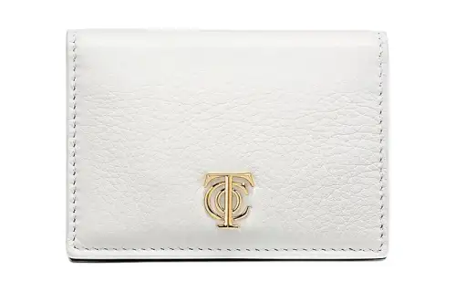 TIFFANY & CO. Leather Card Holder Card Holder Women's White
