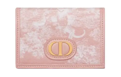 DIOR 30 Montaigne Jacquard Fabric Wallet Women's Pink