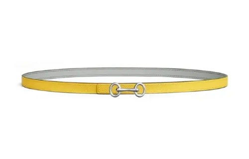 HERMES Leather Belts Women's Yellow 1.3cm