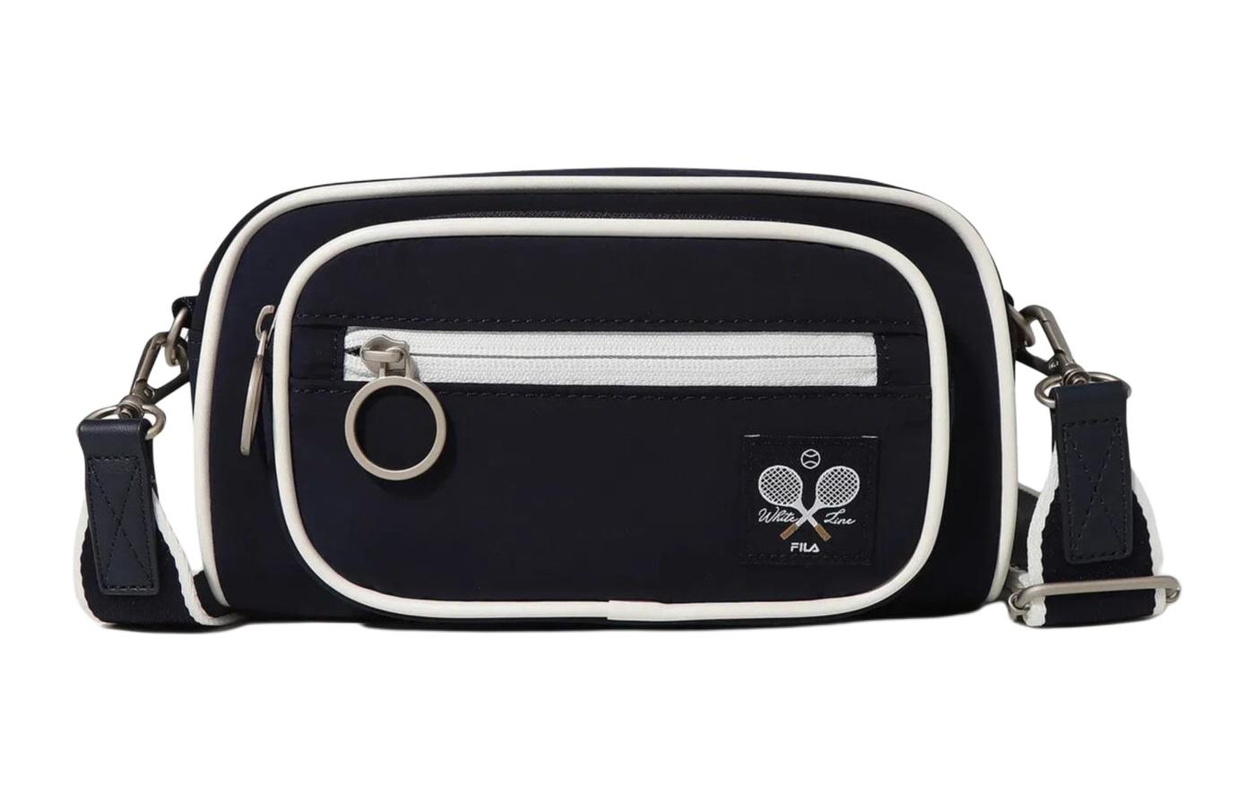 FILA Nylon Small Square Bag, Shoulder Bag, Crossbody Bag Mini Unisex Black & White