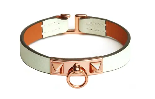 HERMES Rivale Leather Wristband, Hand Jewelry Women's Green