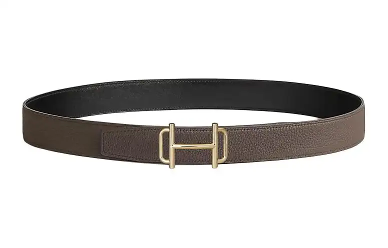 HERMES Royal Metal Calfskin Leather Belts Men's Width 3.2cm