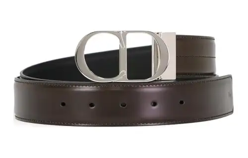 DIOR Logo Letter Emblem Leather Belts Women's Brown 