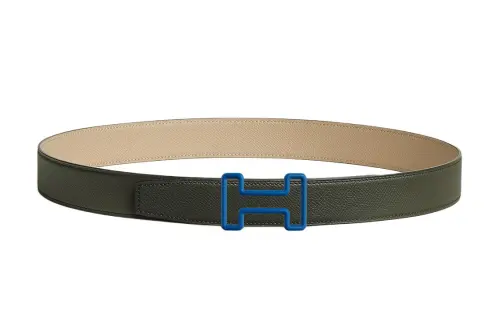 HERMES Stainless Steel, Rubber, Calfskin Leather Belts Men's Width 3.2cm
