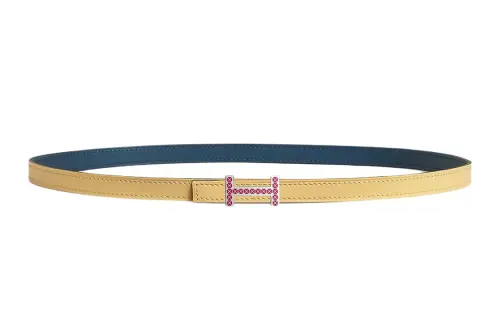 HERMES Palladium Plated Metal, Calfskin Leather Belts Women's Width 1.3cm